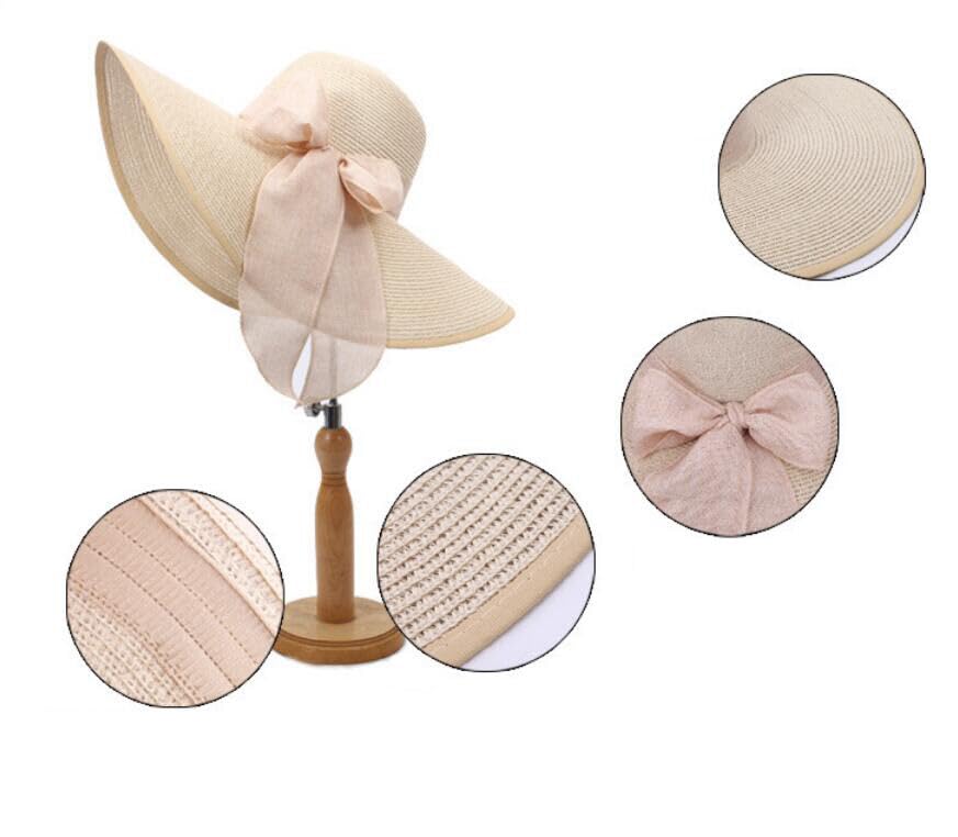 VASANA Women's Wide Brim Floppy Sun Hat with Bow - Straw Summer Beach Hat for Garden, Travel & Outdoor Activities - UV Protection for Sun Safety