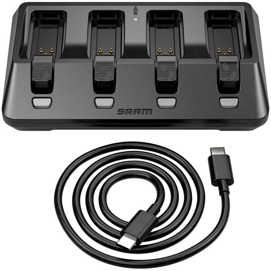 SRAM AXS eTap 4 Port Battery Charger with USB-C Cable - Fast Charging for eBike & Road Bike Components - Perfect for Cycling Enthusiasts & Professional Riders (Batteries Not Included)