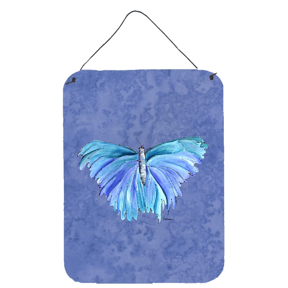 Butterfly on Slate Blue Wall Art - 12x16 Aluminum Metal Sign for Kitchen, Bathroom, Bar & Front Door Decor | Caroline's Treasures 8855DS1216 | Perfect for Home, Office & Gift Giving