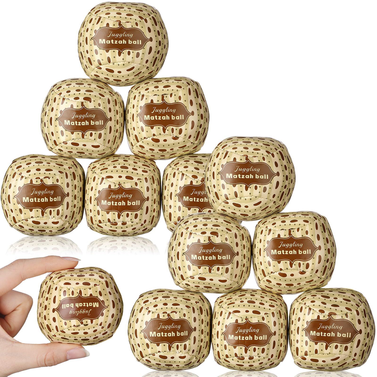 12 Pack Passover Matzah Juggling Balls - Mini Kosher Juggling Set with Matzo Design for Pesach, Seder Party Favors & Circus Performances - Perfect for Jewish Holiday Decorations, Kids' Entertainment and Festival Activities