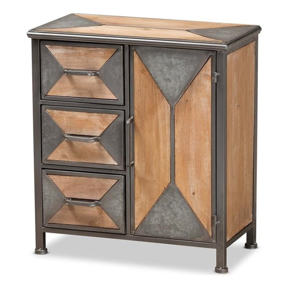 Baxton Studio AM19136 Oak Grey Storage Cabinet - Modern Sideboard for Living Room, Bedroom, or Office Organization