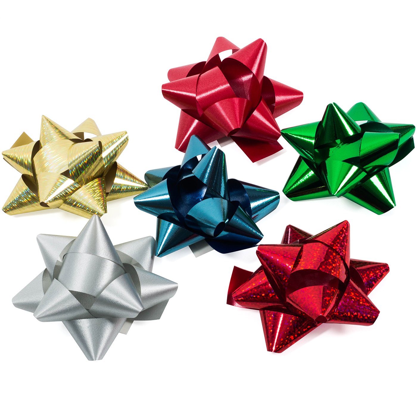 Christmas Gift Bows Bulk Pack - 36 Metallic Peel & Stick Present Bows for Holiday Wrapping, Tree Decor & Party Favors