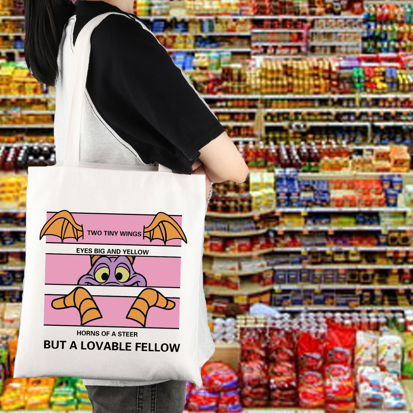 KUIYAI Purple Dragon Tote Bag - Disney Epcot & Magic Kingdom Themed Gift for Dragon Lovers - Durable Cartoon Character Handbag for WDW Fans | Perfect for Theme Park Visits, Cosplay & Disney Merch Collectors