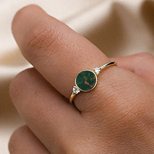 Bloodstone Signet Ring for Men & Women - 925 Sterling Silver Custom Gemstone Ring with Tiger Eye - Unique Gift for Him or Her - Perfect for Weddings, Engagements, and Everyday Wear