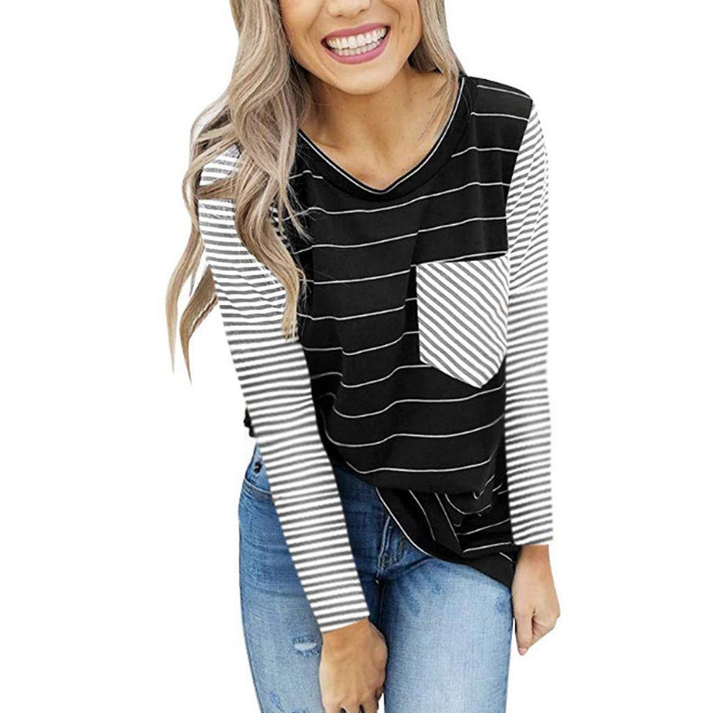 Women's Long Sleeve Striped Blouse - Professional Work Tops & Casual Summer Shirts with Contrast Color Design | Perfect for Office Wear, Business Meetings & Weekend Outings