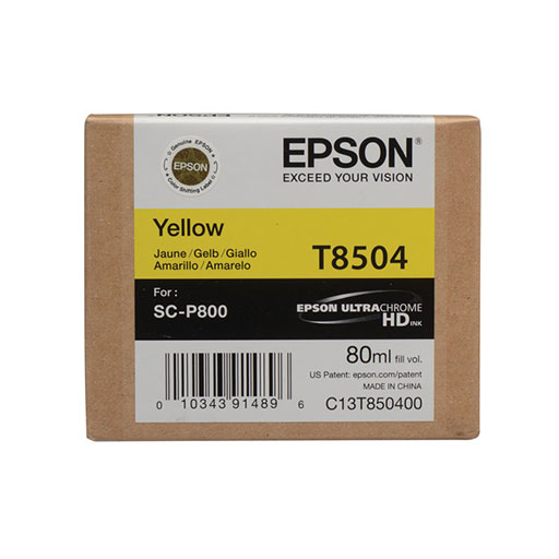 Epson SureColor P800 80ml Yellow Ink Cartridge (T850400) - High-Quality Photo Printing for Professional Photographers & Artists