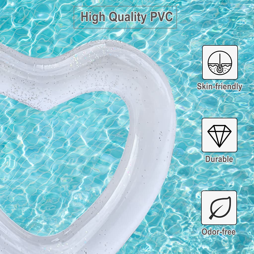 Inflatable Heart Pool Float - Sweet Love Swim Ring Lounger for Summer Water Fun, Beach & Pool Party (Kids & Adults) - Perfect for Relaxing, Photo Props & Romantic Getaways