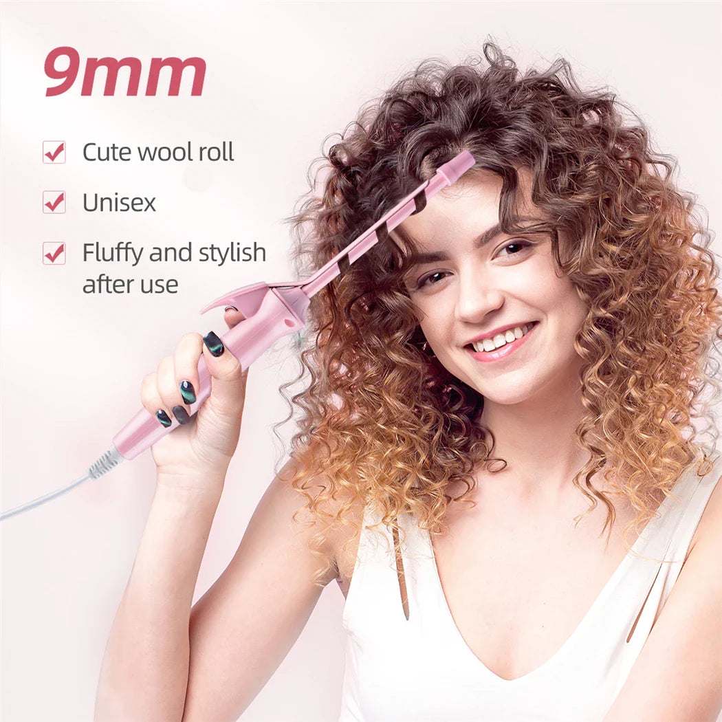 Professional 9mm Wand Curling Iron for Long Lasting Beach Waves & Curls - Perfect for Salon Styling, Home Use & Special Occasions