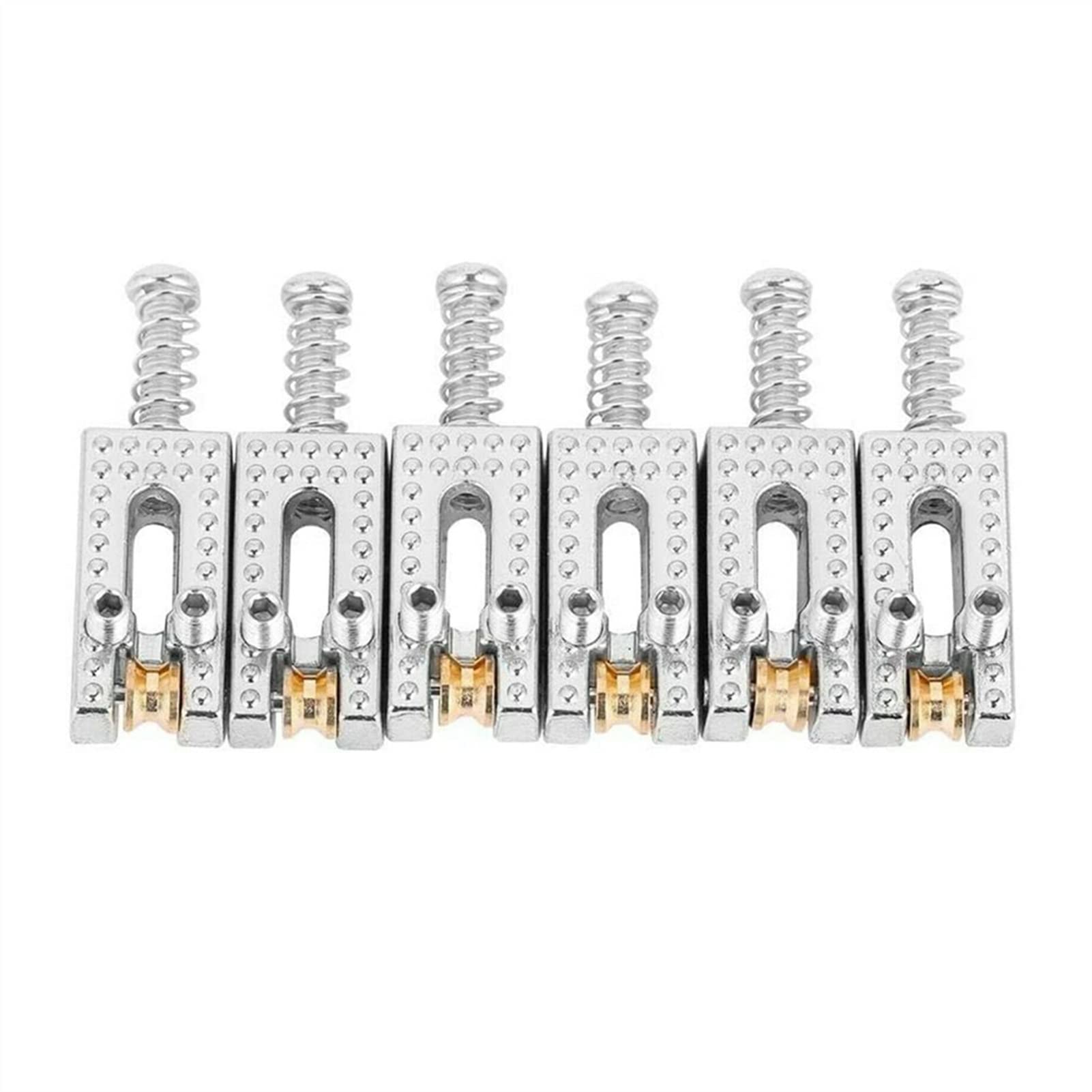 6Pcs Electric Guitar Roller Bridge Tremolo Saddles - Chrome Replacement Parts for Fender Stratocaster Style Guitars - Perfect for Smooth Vibrato & Reduced String Friction (Stage & Studio Use)