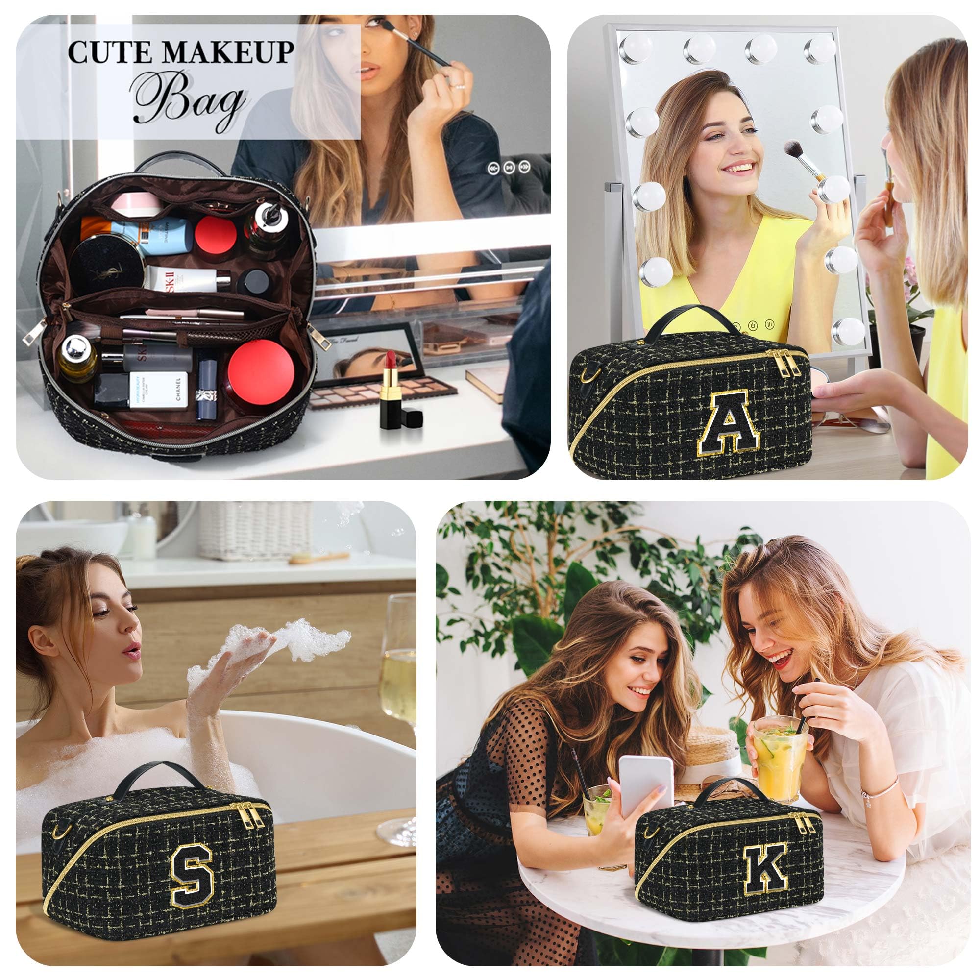 YOOLIFE Personalized Easter Makeup Bag for Girls & Teens - Cute Cosmetic Pouch Gift for Easter, Graduation, Mother's Day & Daughter - Perfect for School, Travel & Daily Makeup Storage