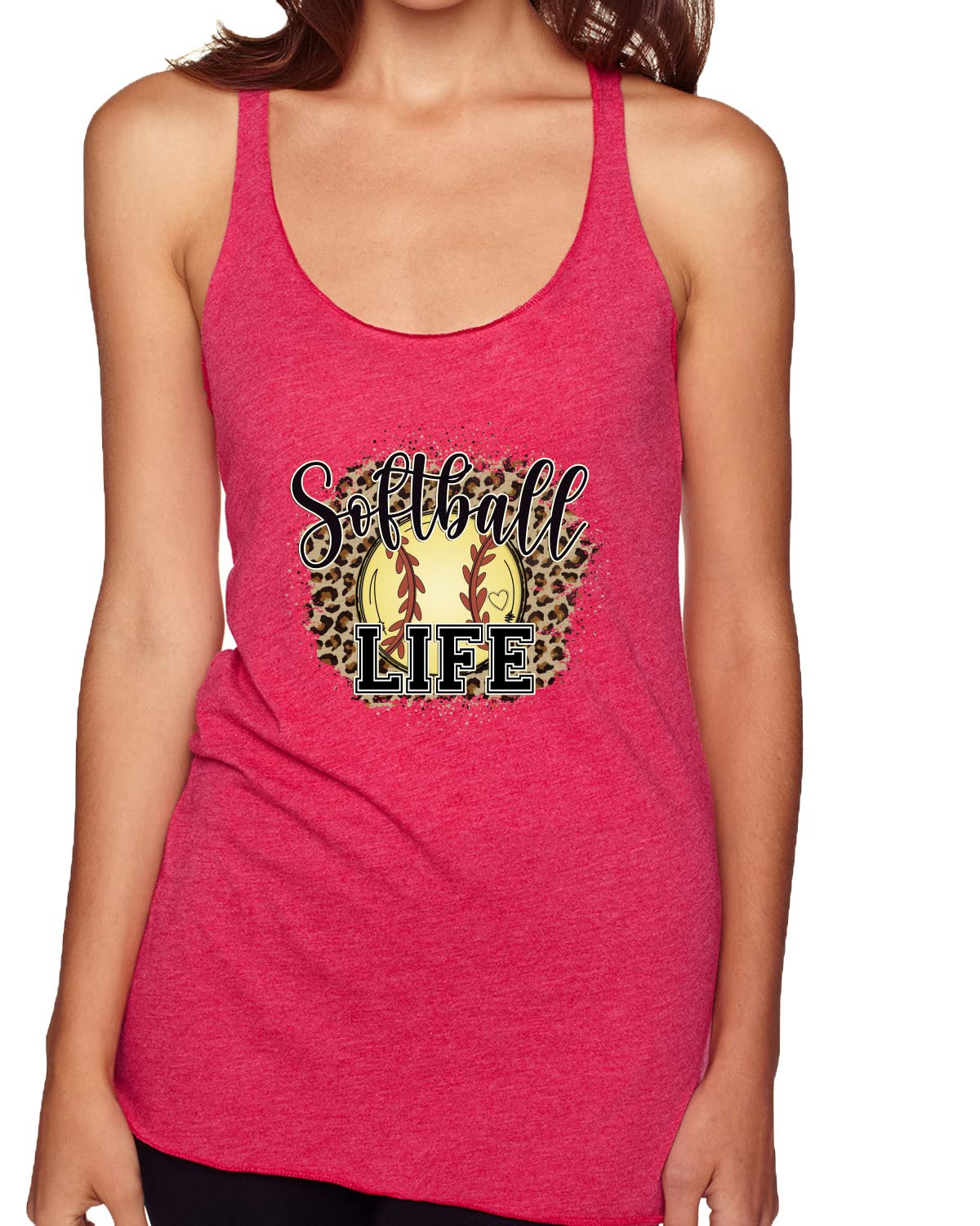 Softball Life Animal Print Tri-Blend Racerback Tank Top for Girls - Breathable Athletic Shirt for Sports Practice & Casual Wear