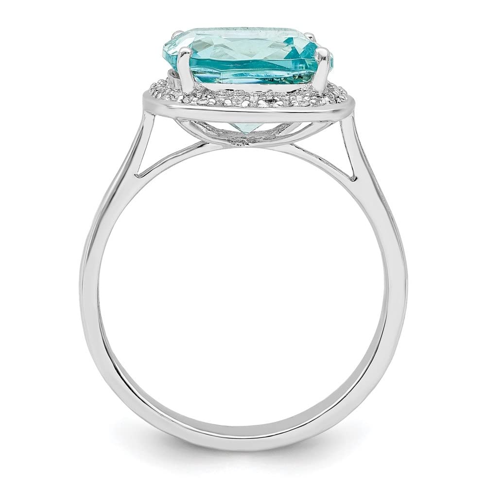 925 Sterling Silver Rhodium-Plated Light Blue Cubic Zirconia Halo Ring for Women | Elegant Engagement Promise Wedding Jewelry Gift | Perfect for Anniversaries, Proposals & Special Occasions