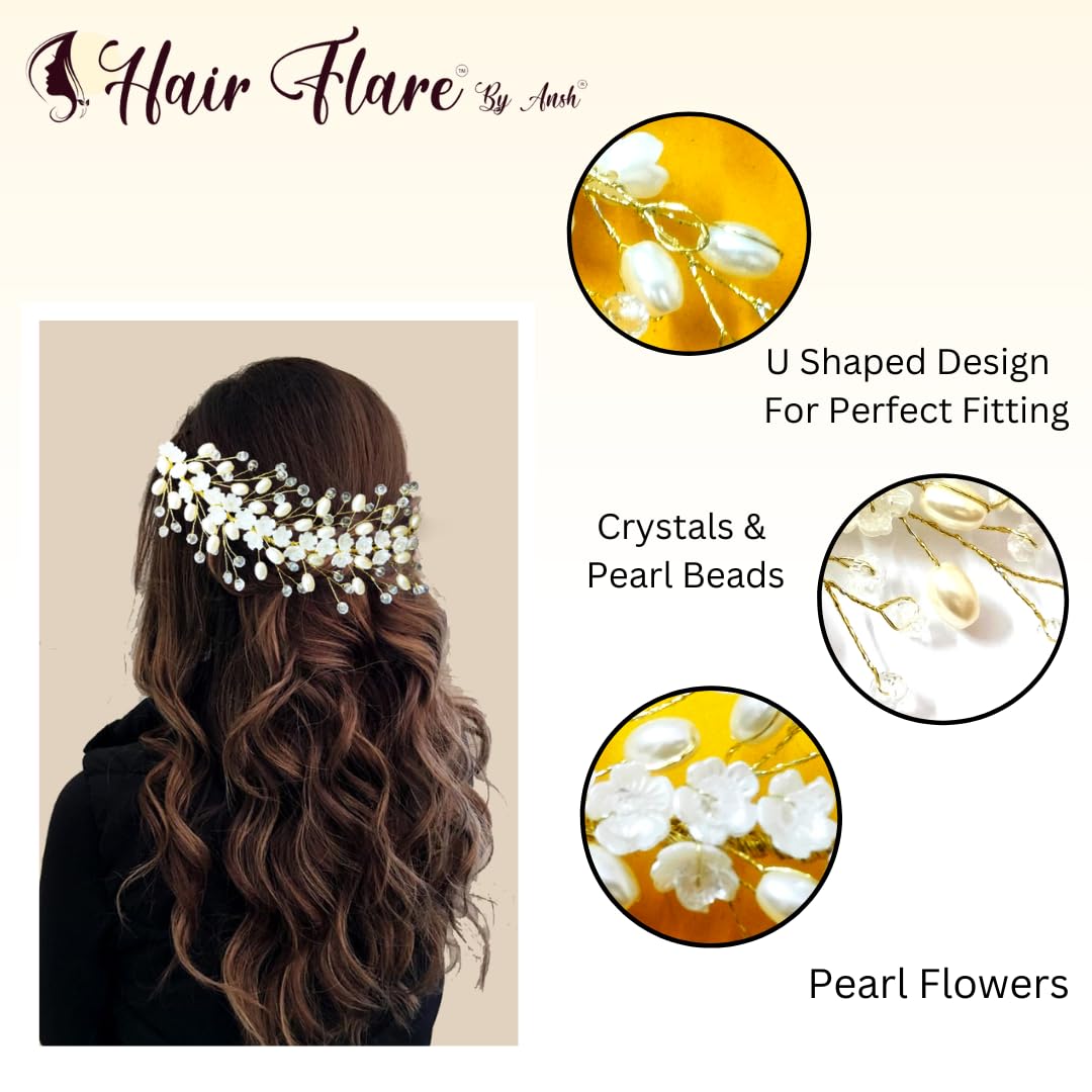 Elegant Floral Pearl Hair Bun Clip for Women & Girls - Wedding Bridal Hair Accessories with Artificial Flowers & Pearls - Stylish Hair Pins & Brooches for Hairstyle Decoration - Perfect for Bridal Parties, Prom & Special Occasions