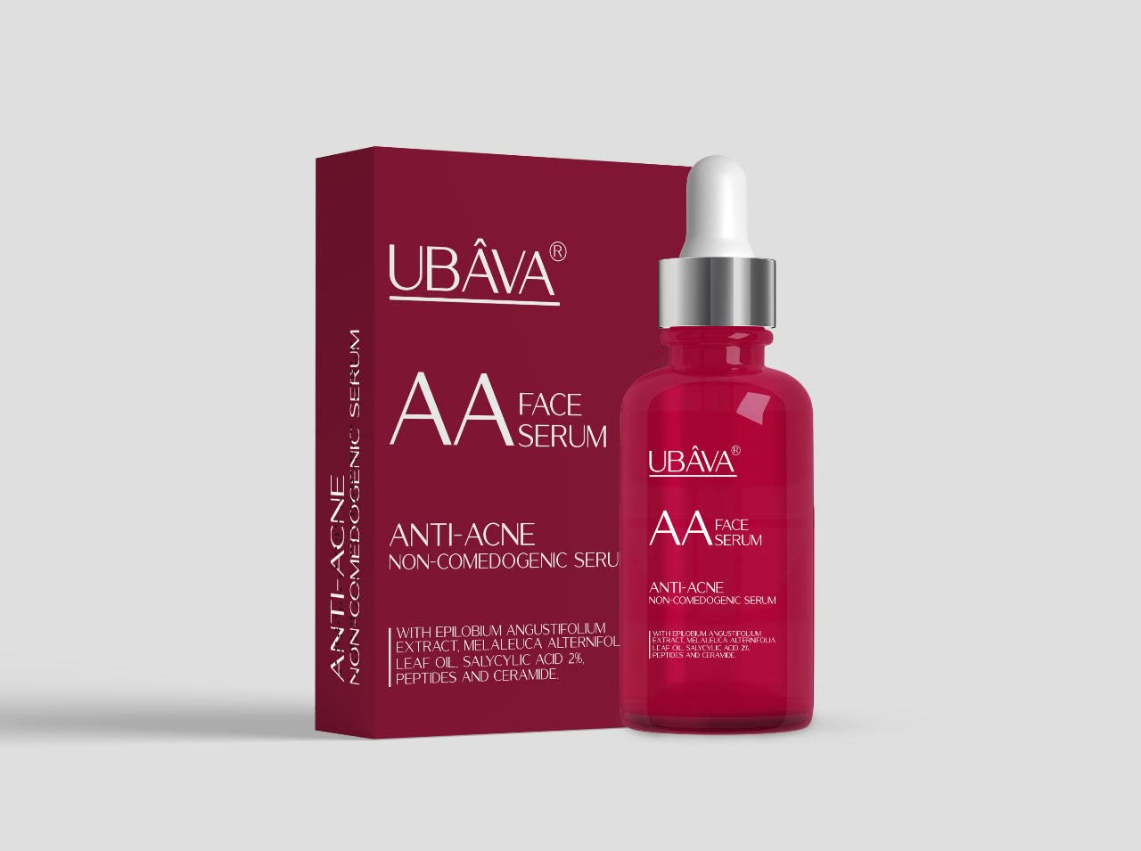 UBÂVA-AA Anti Acne Face Serum - Vegan & Cosmos Certified, 100% Natural Canadian Willowherb™ with AstraForce, Perfection Peptide P7 & 2% Salicylic Acid - Clear Skin Treatment for Acne-Prone & Sensitive Skin - Perfect for Daily Skincare Routine & Blemish Control
