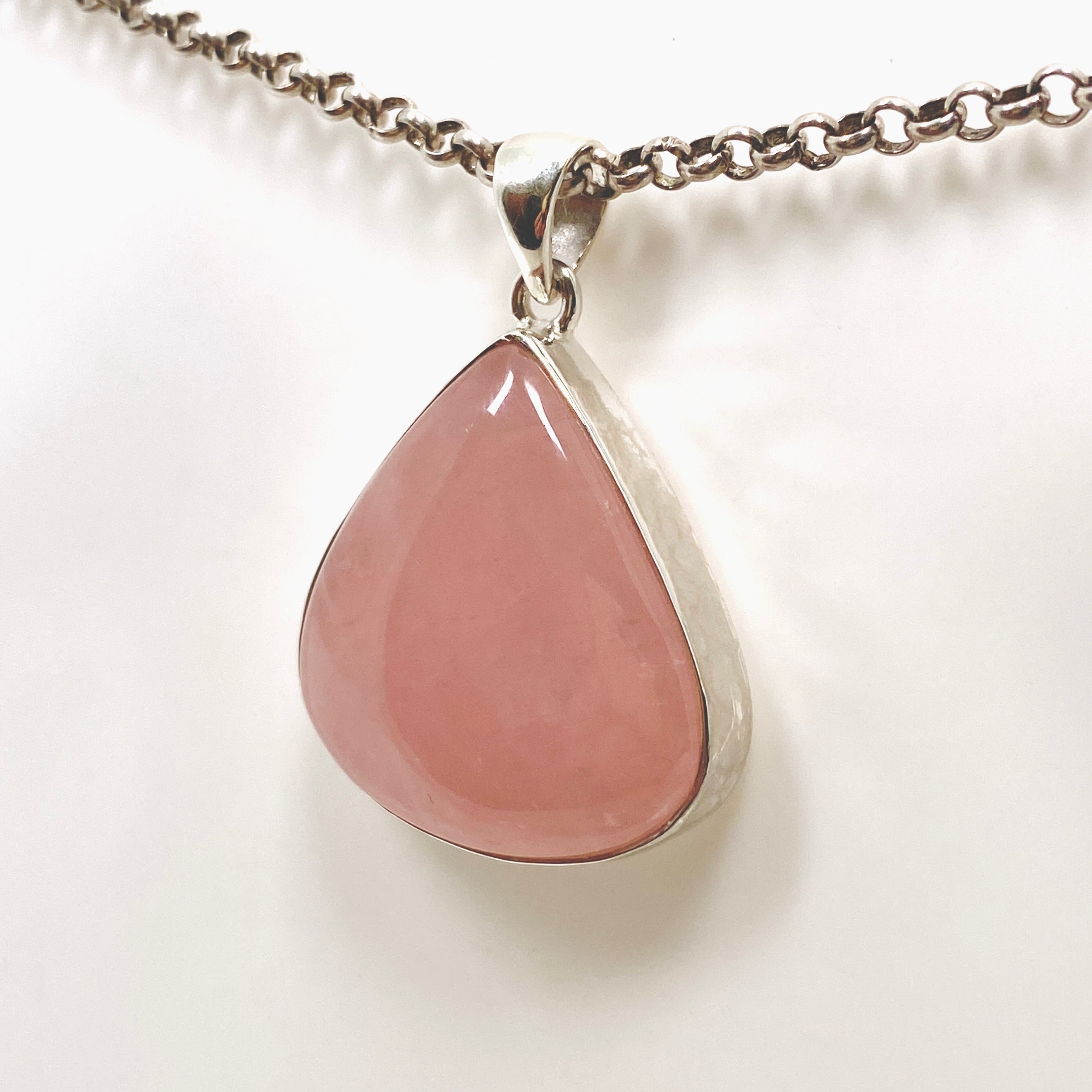 Rose Quartz Teardrop Cabochon Pendant KPGJ4689 - Natural Gemstone Jewelry for Women, Healing Crystal Necklace for Meditation, Yoga & Spiritual Gifts