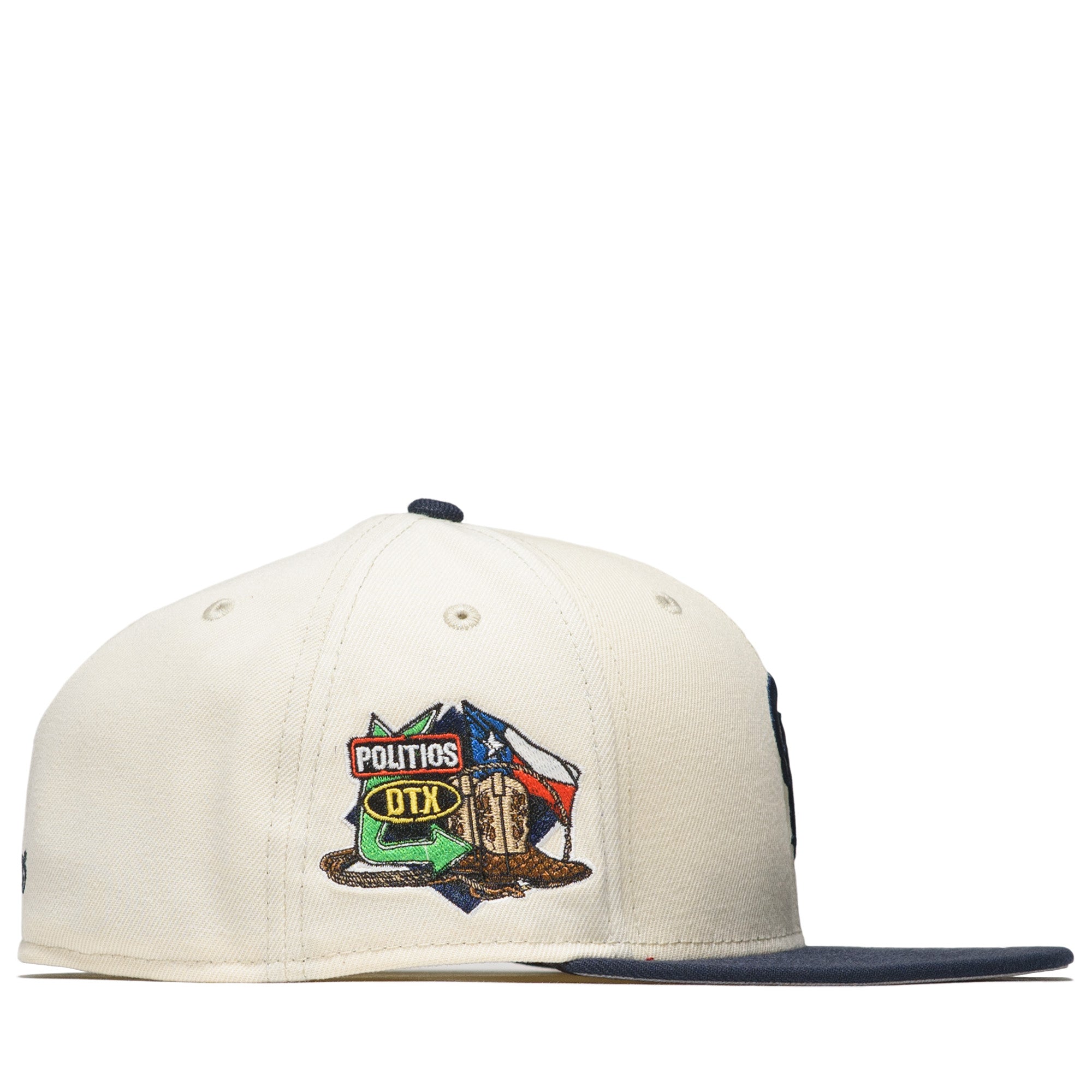 New Era 59FIFTY Fitted Hat - Politics x New Era City Series - Cream/Navy Baseball Cap for Men & Women - Perfect for Streetwear, Sports & Urban Fashion