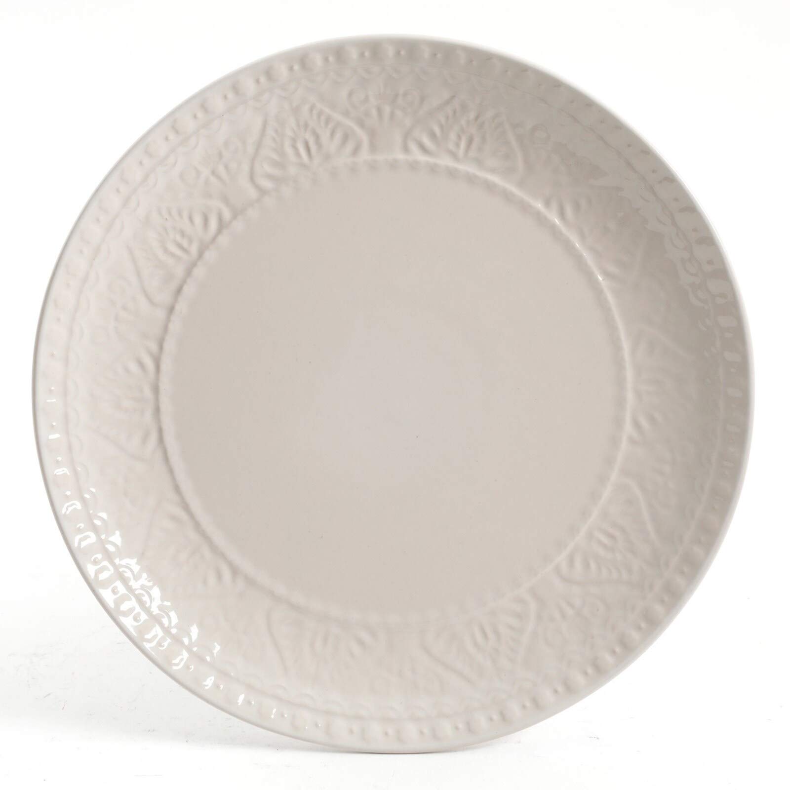 16-Piece Stoneware Dinnerware Set in Cream with Vines & Leaves Design - Microwave Safe, Dishwasher Safe - Perfect for Casual Dining, Family Gatherings & Everyday Use