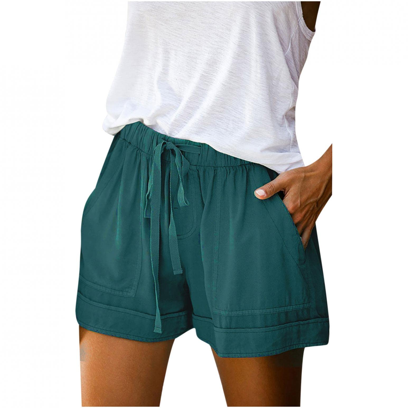 Trendy Women's Shorts - Comfy Lightweight Drawstring Casual Sleep Shorts with Pockets | Perfect for Summer, Lounge Wear, Yoga & Beach Vacation