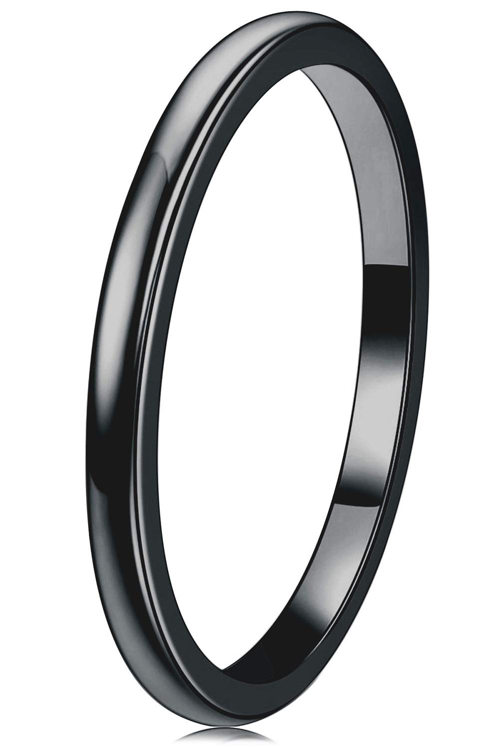 2mm 4mm 6mm 8mm Tungsten Wedding Ring for Women & Men - Black Polished Plated Band - Durable Comfort Fit Jewelry for Engagement, Anniversary & Everyday Wear