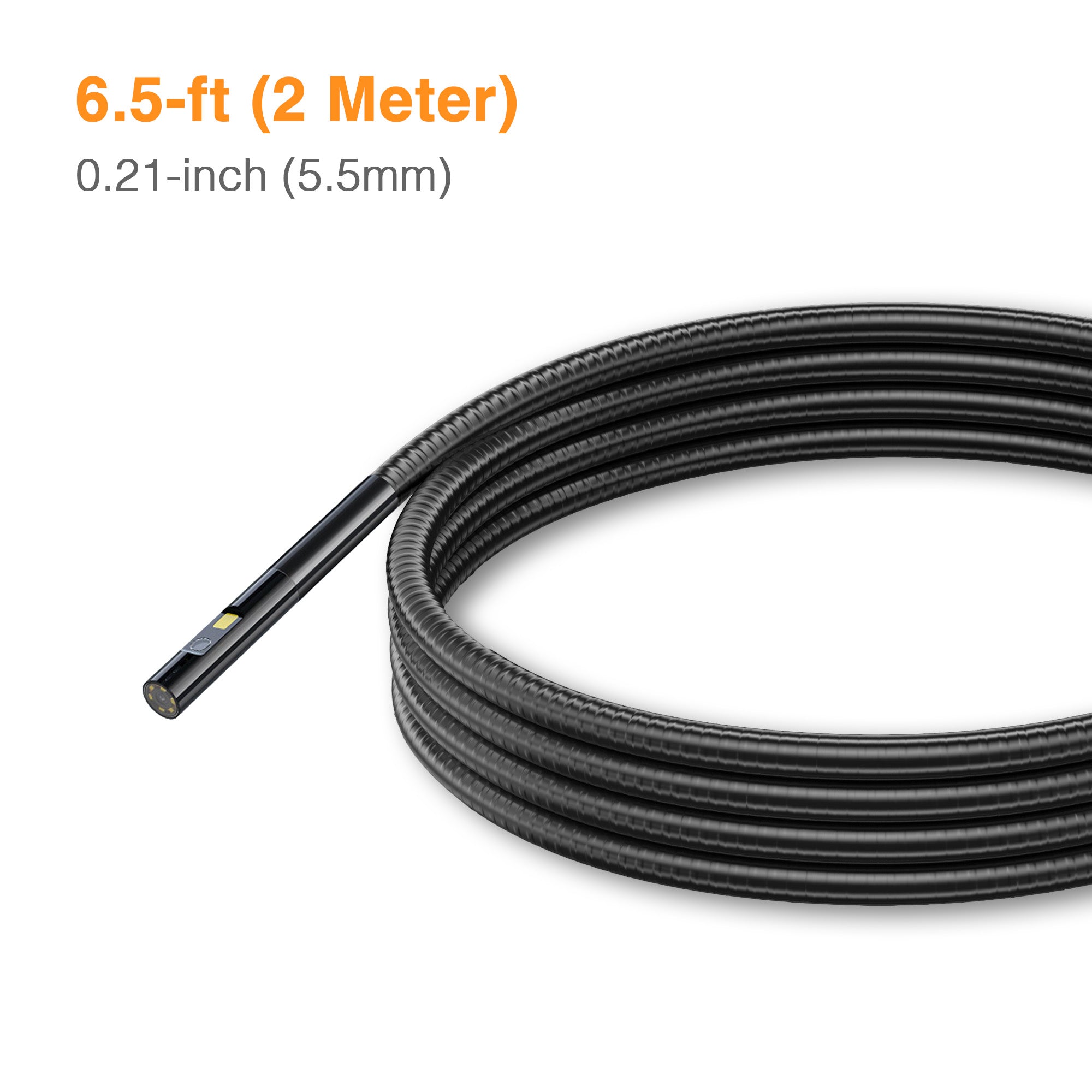 Dual Lens Flexible Inspection Camera Probe - 0.21 in (5.5 mm) Diameter - Ideal for Plumbing, HVAC, Automotive & Industrial Inspections