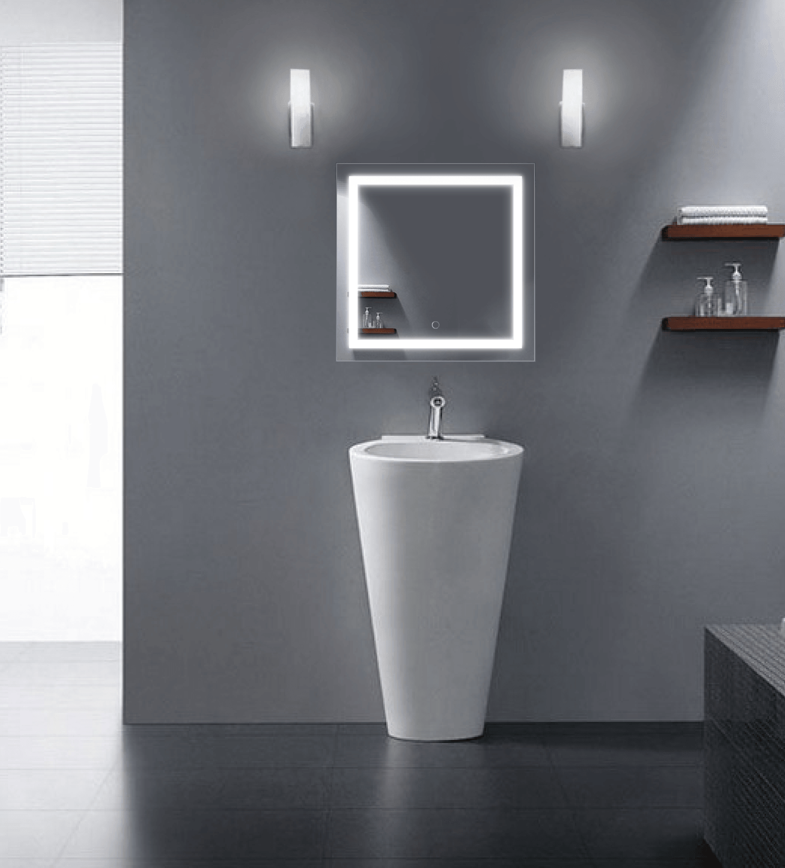 Krugg Icon 24x24 Inch LED Bathroom Mirror with Adjustable Dimmer & Anti-Fog Function - Perfect for Modern Vanity, Spa-Like Bathroom & Makeup Area Lighting