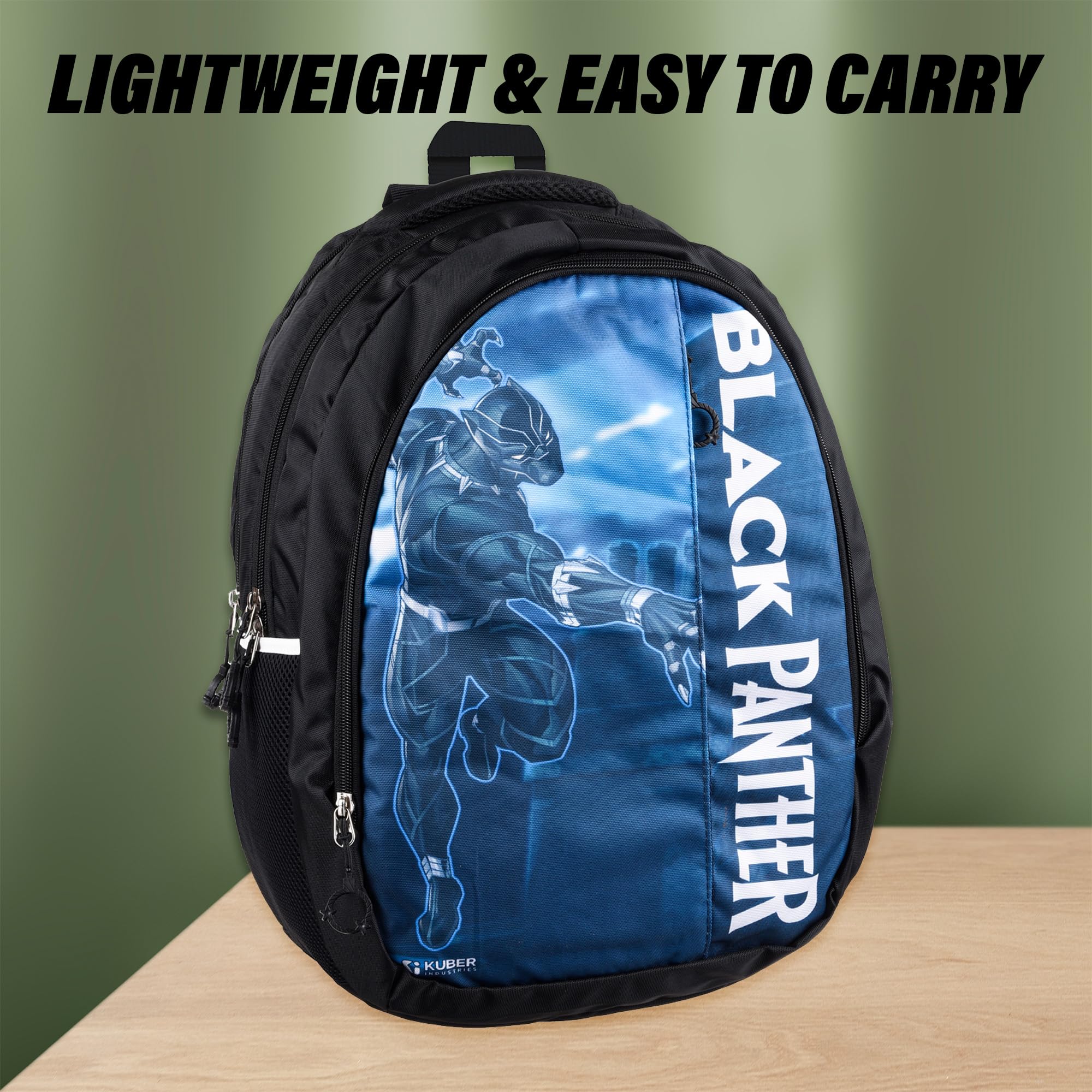 Homestic Marvel Black Panther Backpack for Kids - 5 Compartment School Bag with Cover | Boys & Girls Bookbag for College, Travel & Daily Use | Durable Backpack for Students, Commuting & Outdoor Activities