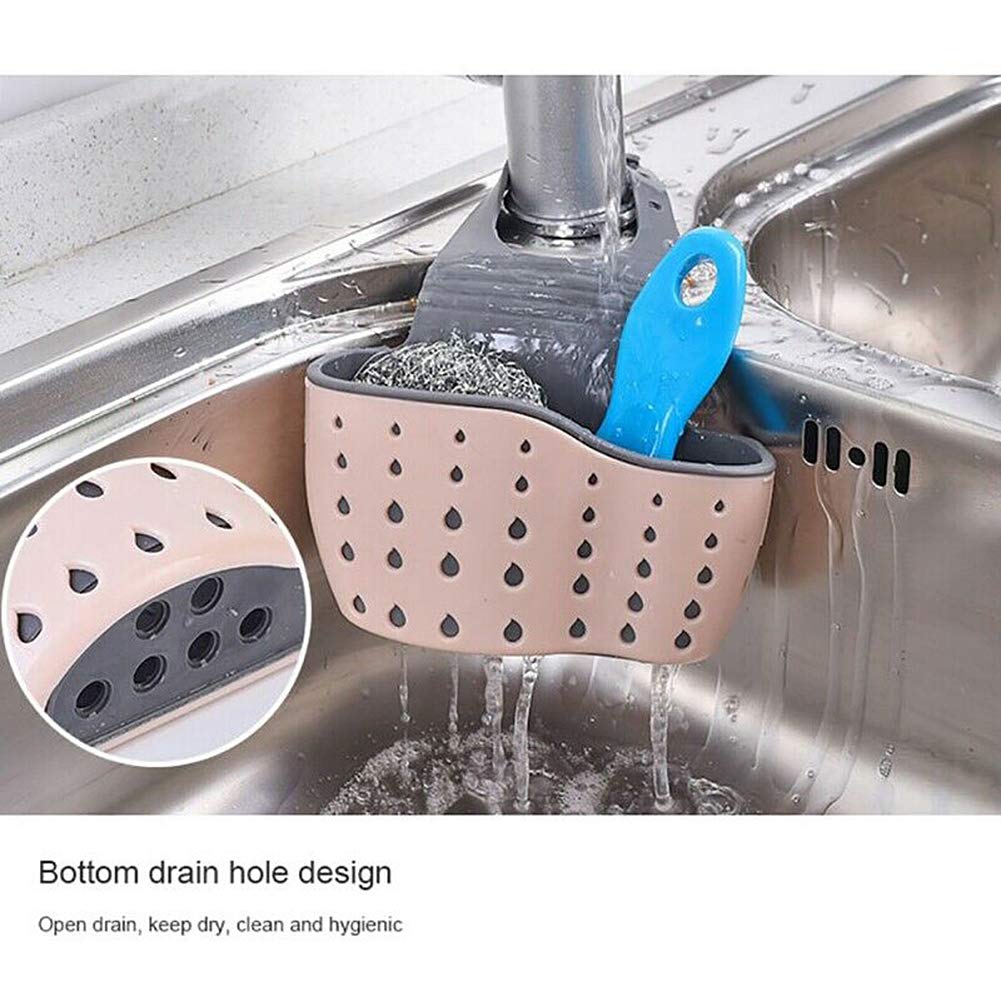 2-Pack Pink Kitchen Sink Organizer - Faucet Caddy Basket for Sponges, Soap & Cleaning Supplies | Space-Saving Bathroom & Kitchen Storage Solution