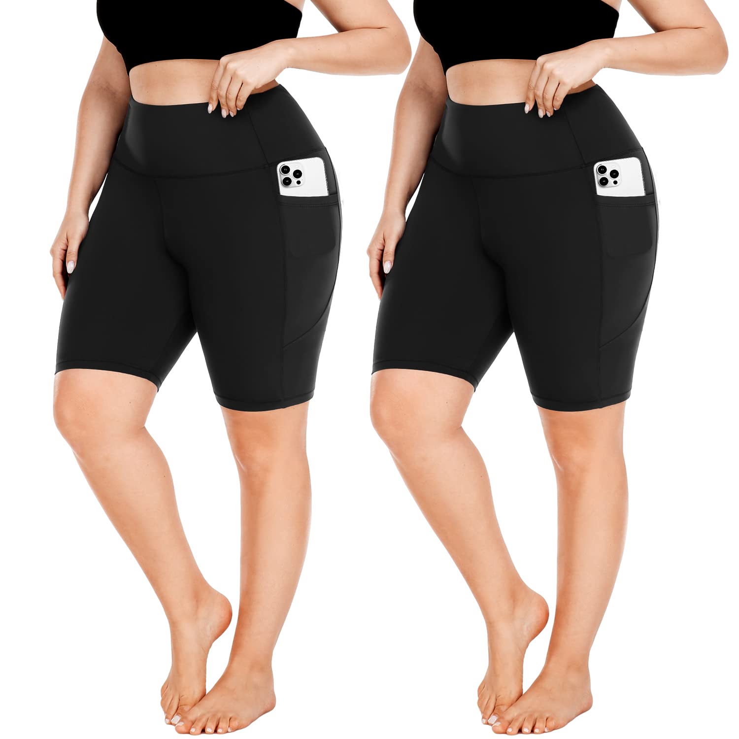FULLSOFT Plus Size Biker Shorts for Women - High Waist Tummy Control Workout Shorts with Pockets (X-Large to 4X) | Perfect for Yoga, Gym & Casual Wear