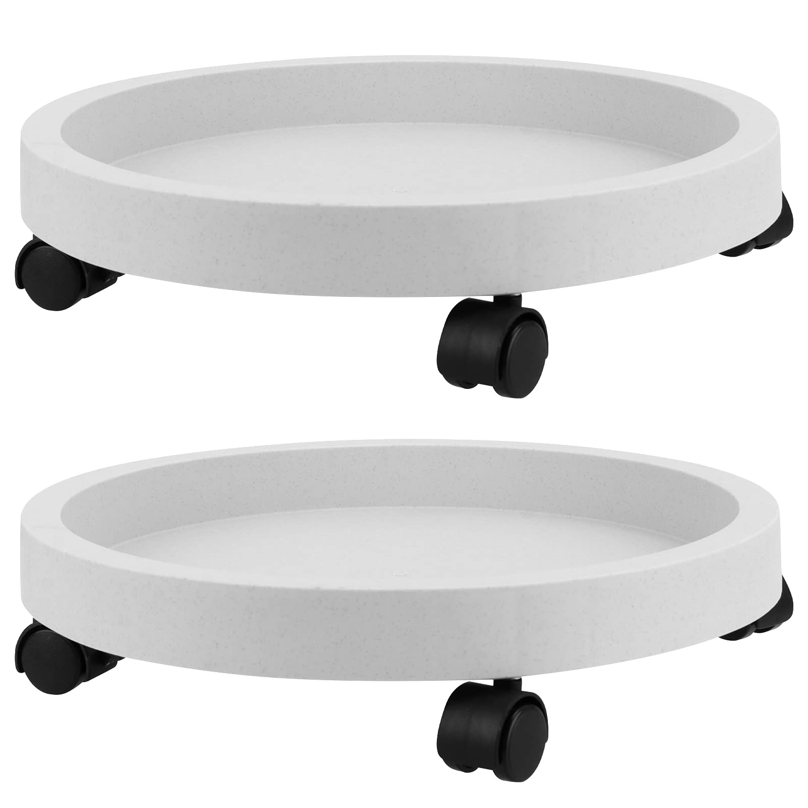 2 Pack 12 Inch Plant Pot Tray with Wheels - 30cm Light Grey Rolling Caddy for Indoor Outdoor Planters | Mobile Plant Base for Easy Moving | Perfect for Home Garden, Patio, and Balcony Decor