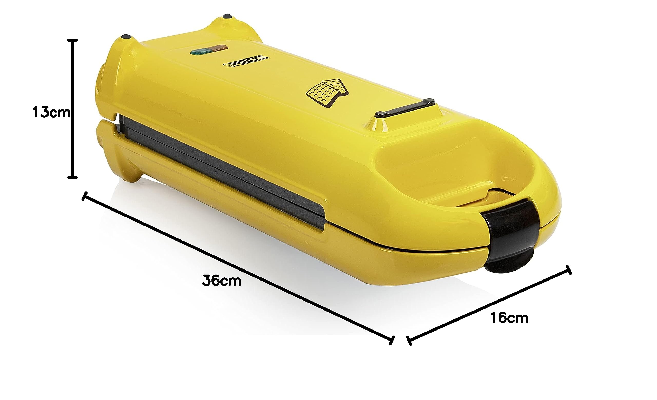 Princess Flip 132406 Waffle Maker - 2 Waffles at Once, Rotating Function, Yellow - Perfect for Breakfast, Brunch & Family Gatherings