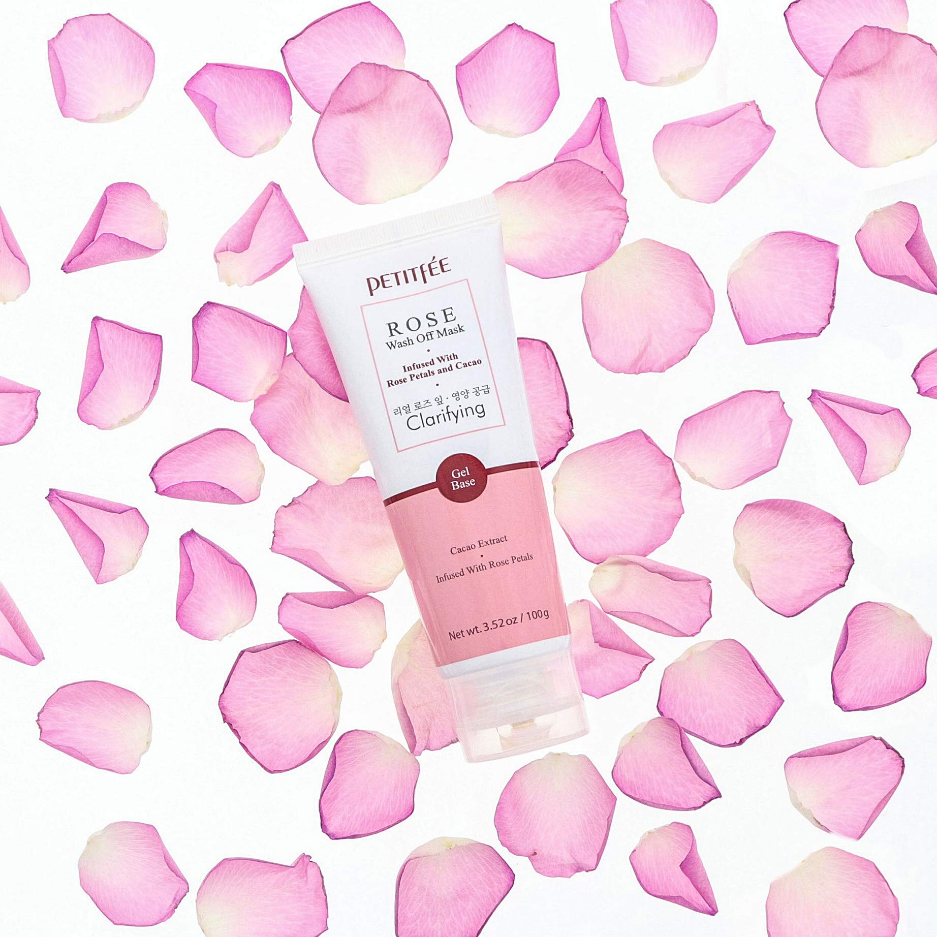 Petitfee Rose Wash Off Mask with Antioxidants & Vitamins - Collagen Boosting, Dark Spot Reducing Facial Mask with Rose Extracts for Youthful Skin (3.52 oz) | Perfect for Nighttime Skincare Routine & Spa Day Self-Care
