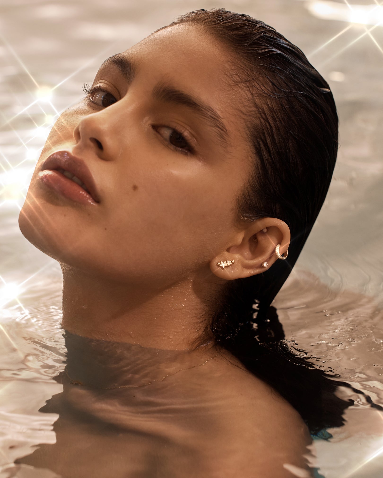 14K Solid Gold Hoop Earrings with Lab-Grown Diamonds - Sparkling Light Catcher Hoops for Women, Perfect for Parties, Weddings & Everyday Elegance