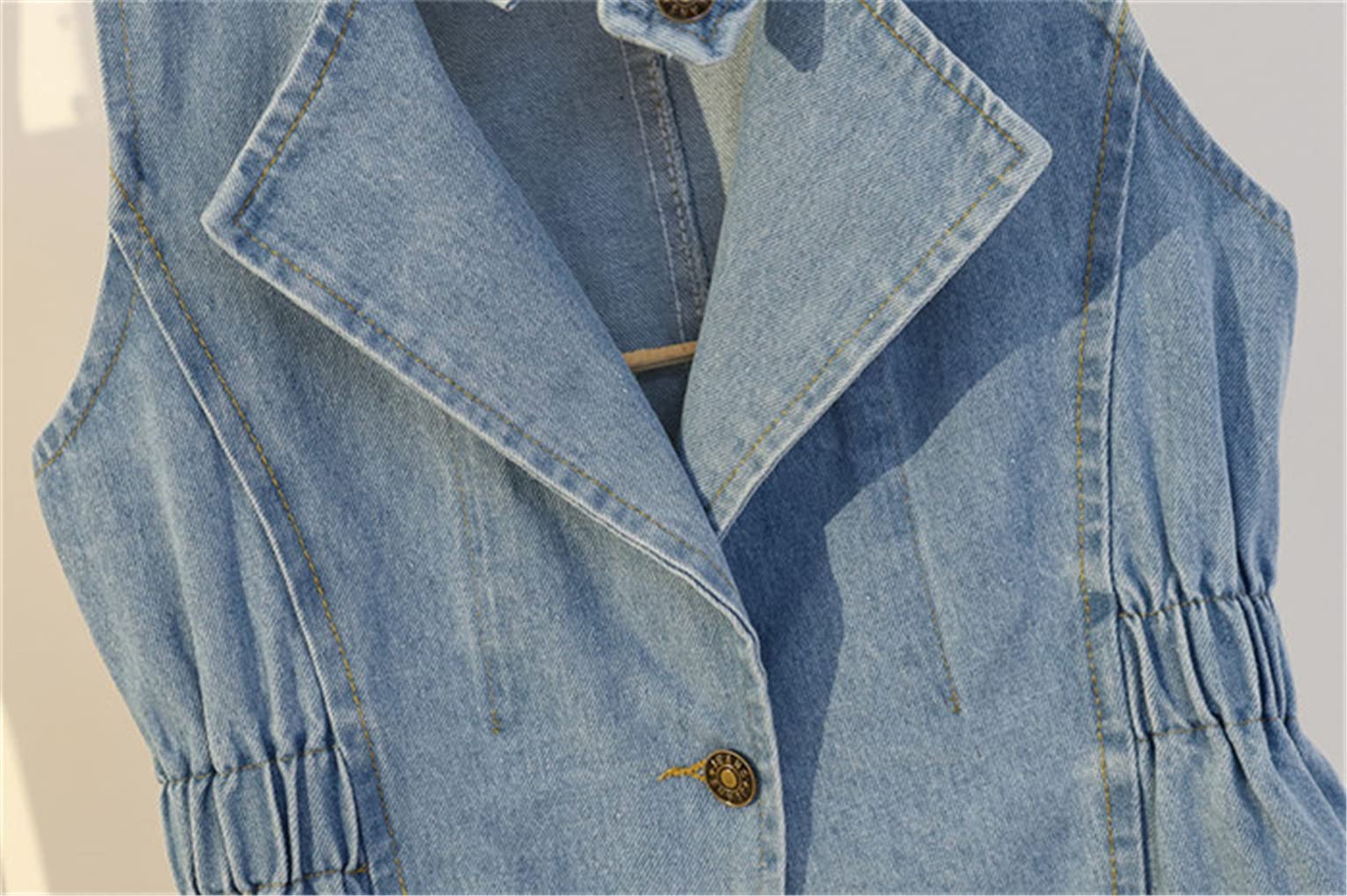 Women's Denim Vest Sleeveless Jacket - Fashionable Jean Waistcoat for Spring & Autumn - Casual Outerwear for Street Style, Layering & Outdoor Activities