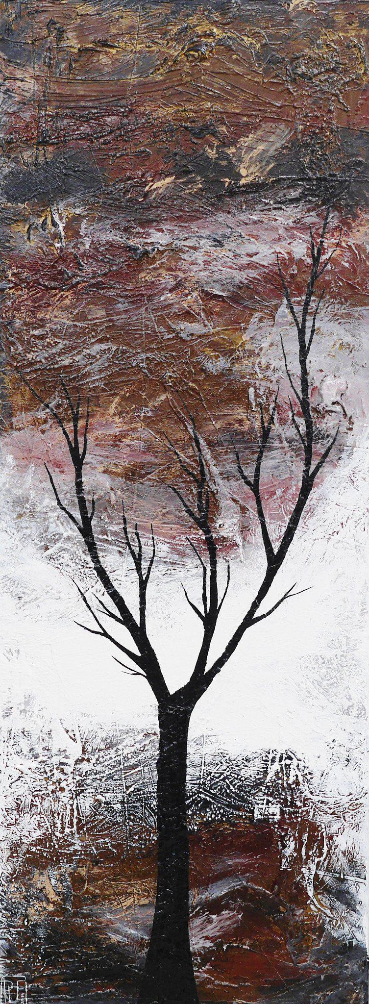 Abstract Realism Brown Tree Wall Art - Handmade Canvas Painting for Home & Office Decor - Perfect for Living Room, Bedroom, or Office Spaces