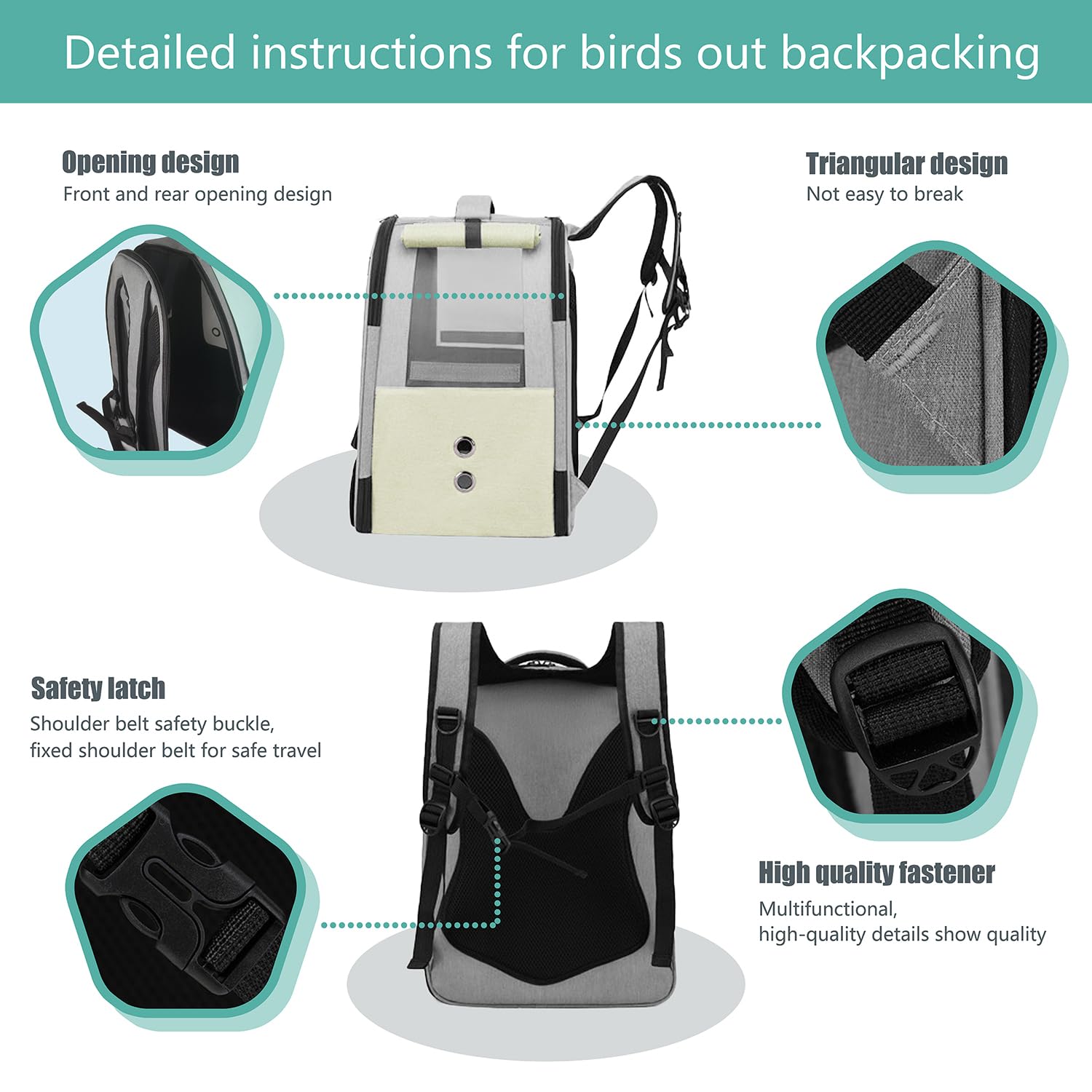 **Bird Travel Backpack Carrier - Portable Cage with Tray, Perch, Feeding Tank & Waterproof Pad for Parakeets, Lovebirds & Small Birds | Perfect for Outdoor Adventures, Vet Visits & Travel**