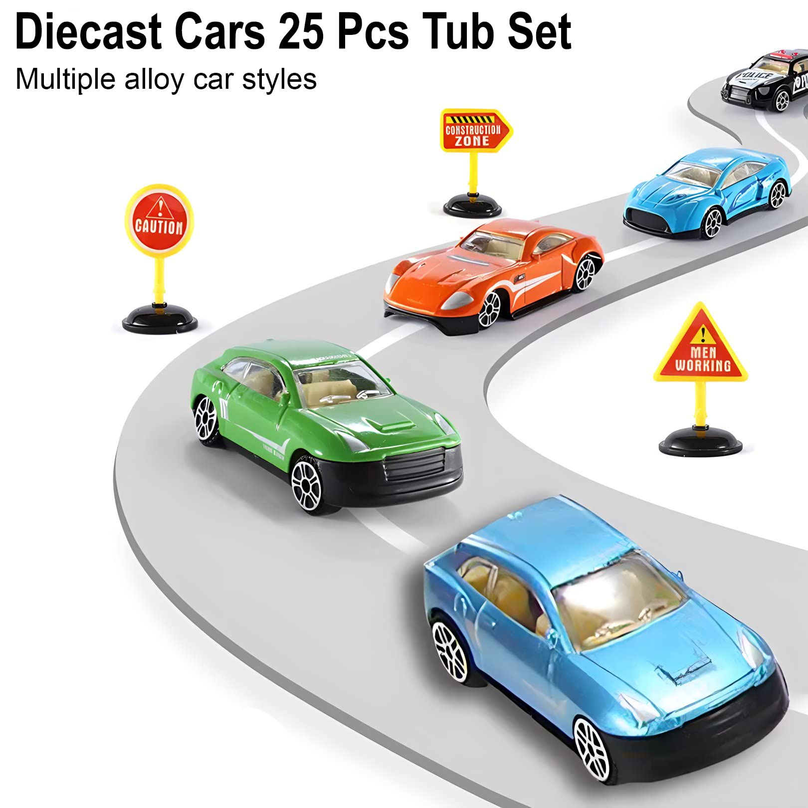 25-Piece 1:64 Scale Diecast Metal Alloy Car Toy Set with Storage Tub - Miniature Vehicle Collection for Kids & Collectors | Perfect for Playtime, Birthday Gifts & Display