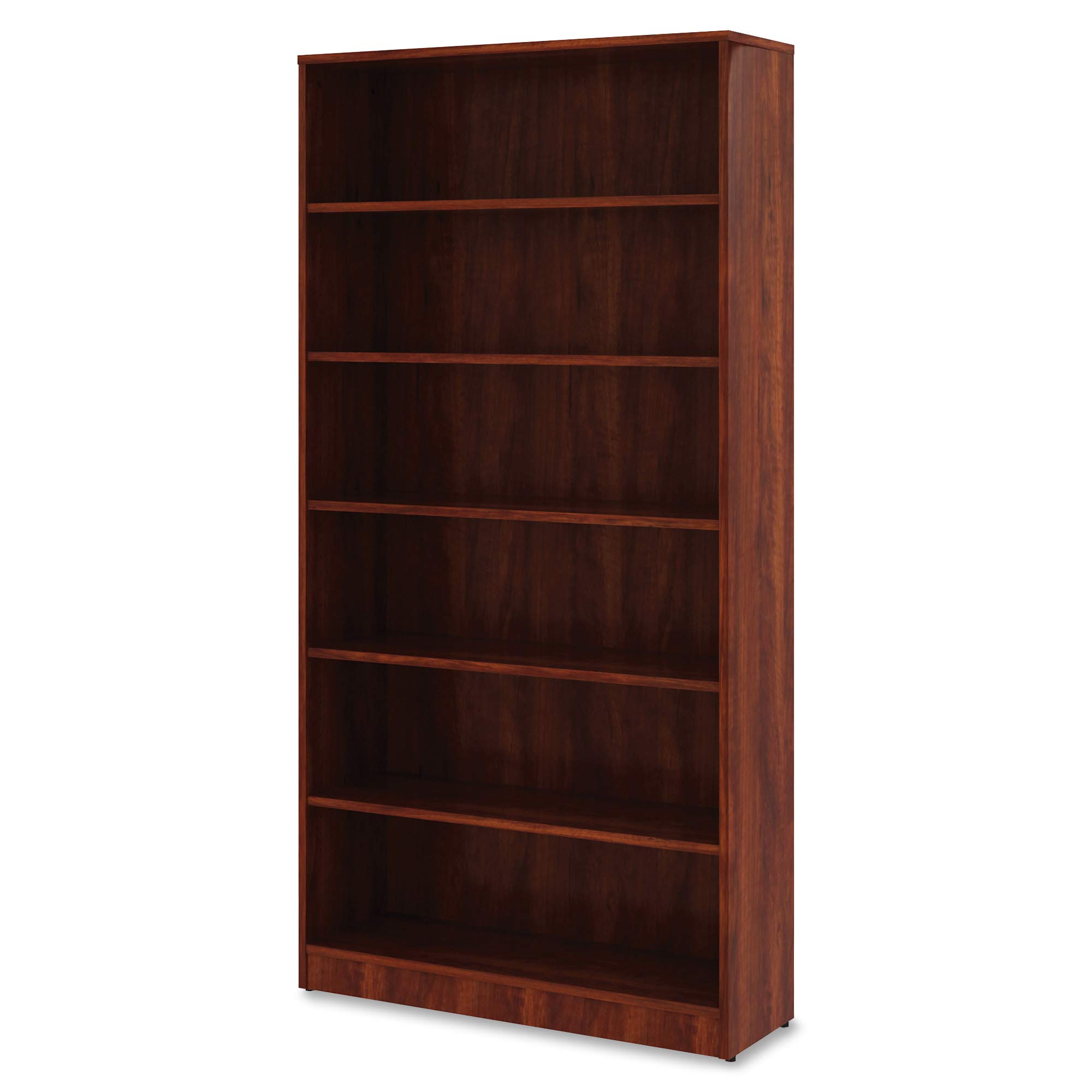 Lorell LLR99791 Cherry Laminate Bookcase - 5-Shelf Wood Book Storage Organizer for Home Office, Living Room & Library - Sturdy Bookshelf for Books, Decor & Display