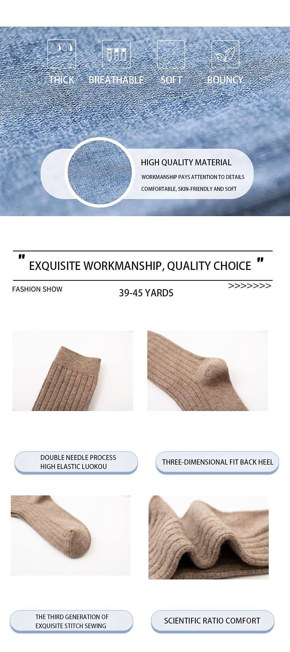 CHERISH 5 Pairs Men's Wool Socks - Thick Warm Winter Thermal Knit Crew Socks for Cold Weather - Perfect for Hiking, Skiing & Outdoor Activities