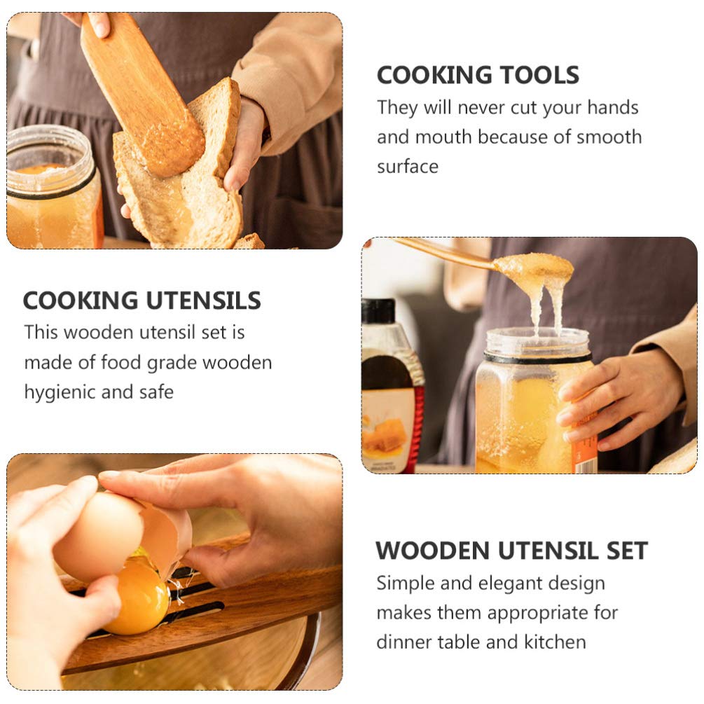 Wooden Spatula Set - 5pcs Heat-Resistant Cookware for Non-Stick Cooking & Baking