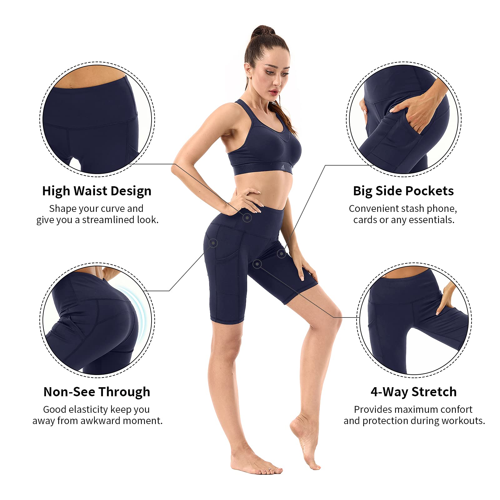 TYUIO Women's High Waist Biker Shorts - Tummy Control Workout Shorts for Gym, Yoga, Running & Cycling | Perfect for Fitness, Lounge & Everyday Wear