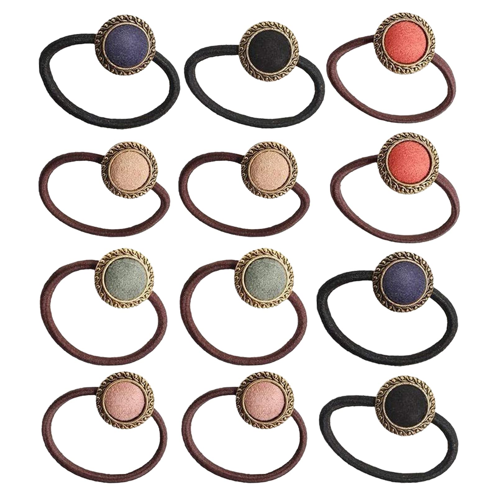 Women's Elastic Hair Bands - 12 Pack Stretchable Ponytail Holders for Thick Hair, Rope Bracelet Style Hair Accessories for Ladies & Girls | Perfect for Workouts, Office, and Everyday Hairstyles