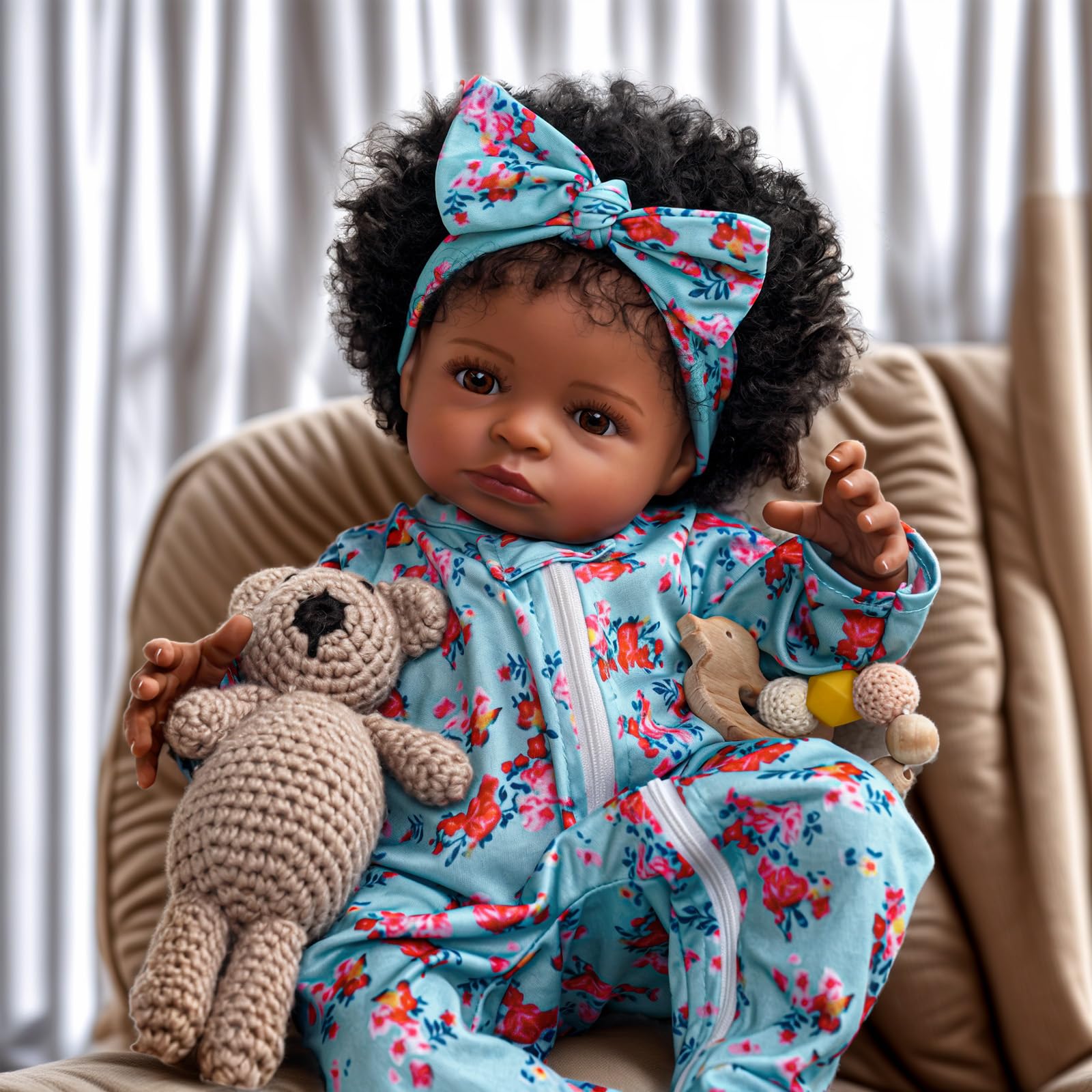 Lifelike 18 Inch Reborn Baby Doll - Realistic Black Girl Newborn Doll with Soft Vinyl Body & Outfit - Perfect Gift for Kids Age 3+ - Great for Role Play, Collecting, and Therapy Use