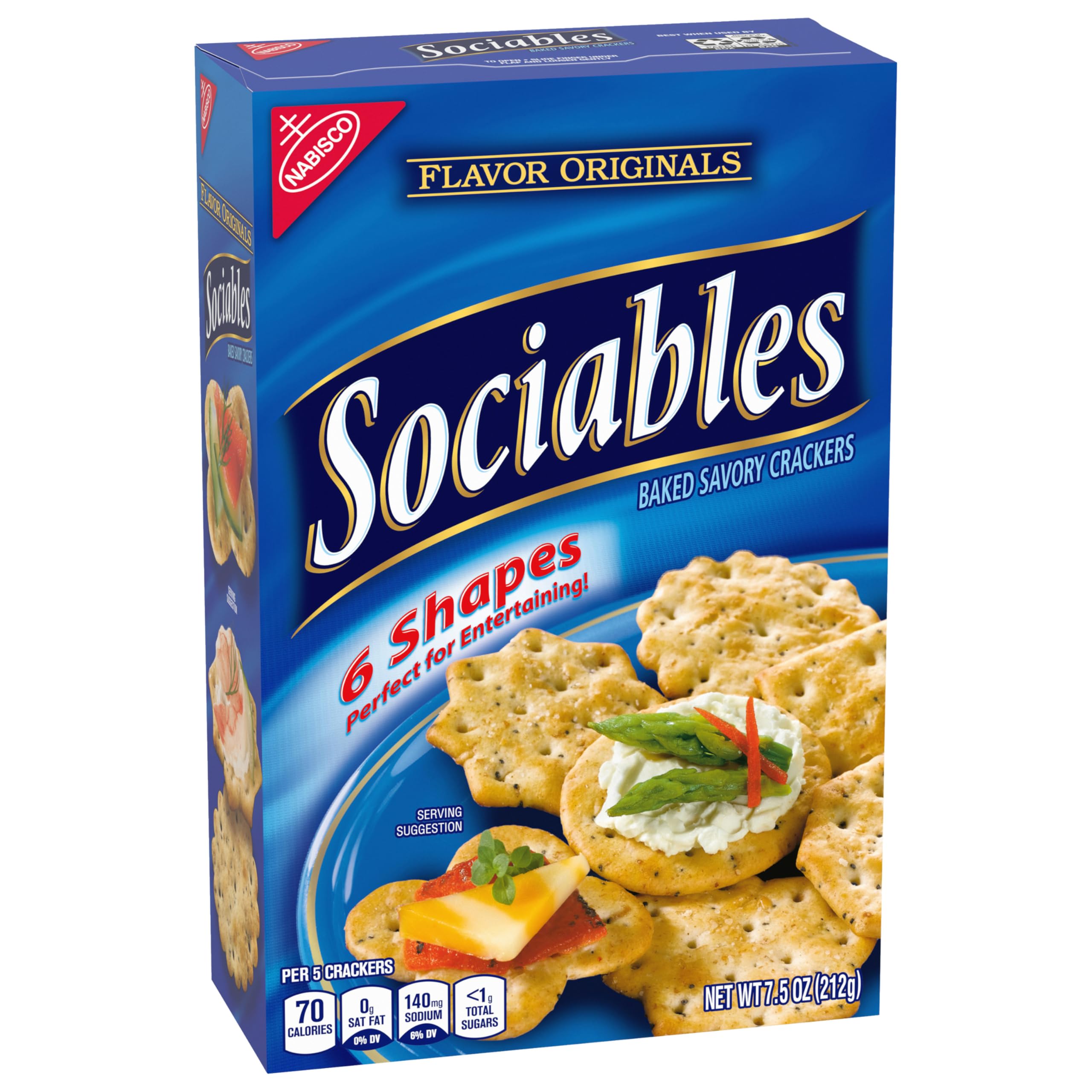 Flavor Originals Sociables Baked Savory Crackers - 6 Pack (7.5 oz Each) | Party Snacks, Game Night Treats & Office Break Room Snacks | Delicious Baked Crackers for Entertaining & Social Gatherings
