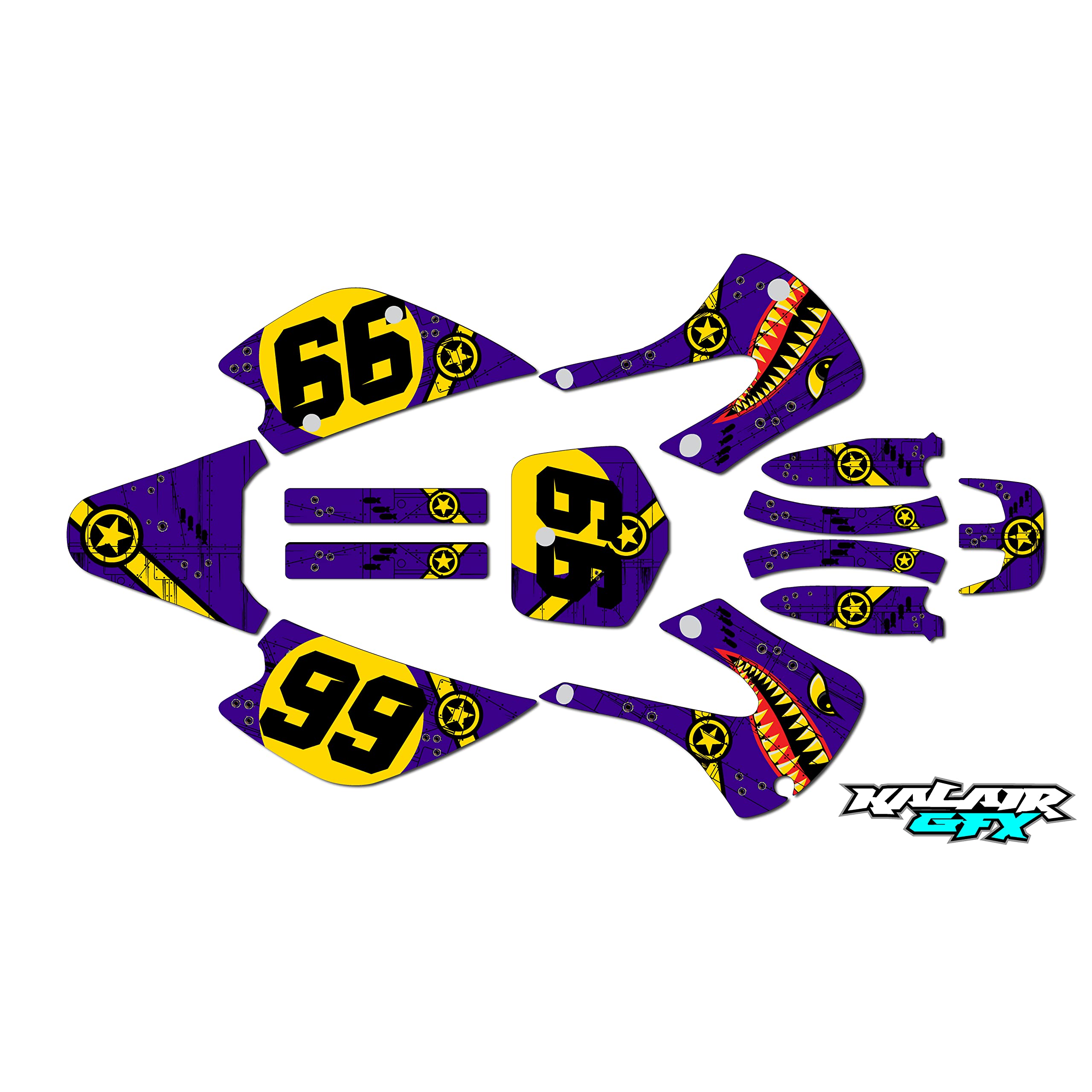 Kalair GFX Graphics Kit for Kawasaki KX85 KX 85 (2001-2013) - Predator Series Purple 16 Mil Dirt Bike Stickers, Motocross Racing Decals, Motorcycle Accessories - Perfect for Dirt Pit Bikes, Motocross Racing & Off-Road Adventures