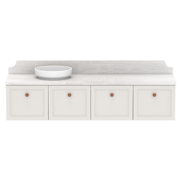ADP Mabel Wall Mounted Vanity with Cherry Pie Premium Solid Surface Countertop - Modern Bathroom Sink for Small Spaces & Powder Rooms
