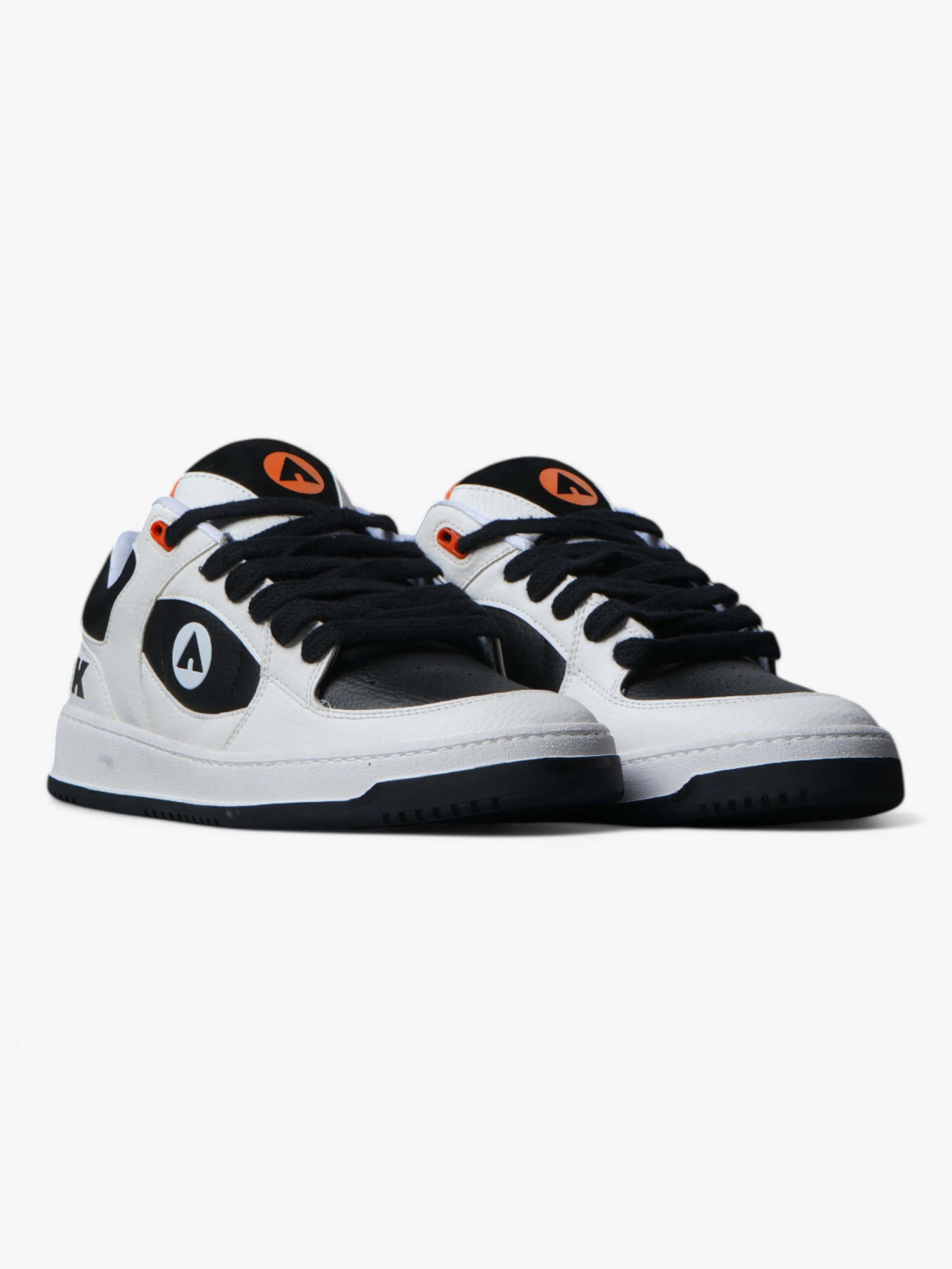 Airwalk Throlle Sneakers in White, Black & Orange - Comfortable Casual Shoes for Walking, Running & Everyday Wear