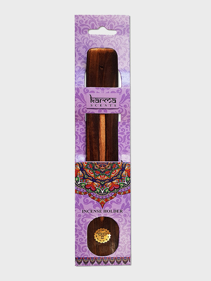 Namaste Karma Scents Brass Inlay Mango Wood Incense Ash Catcher Holder - Handcrafted Spiritual Decor for Meditation, Yoga & Home Aromatherapy