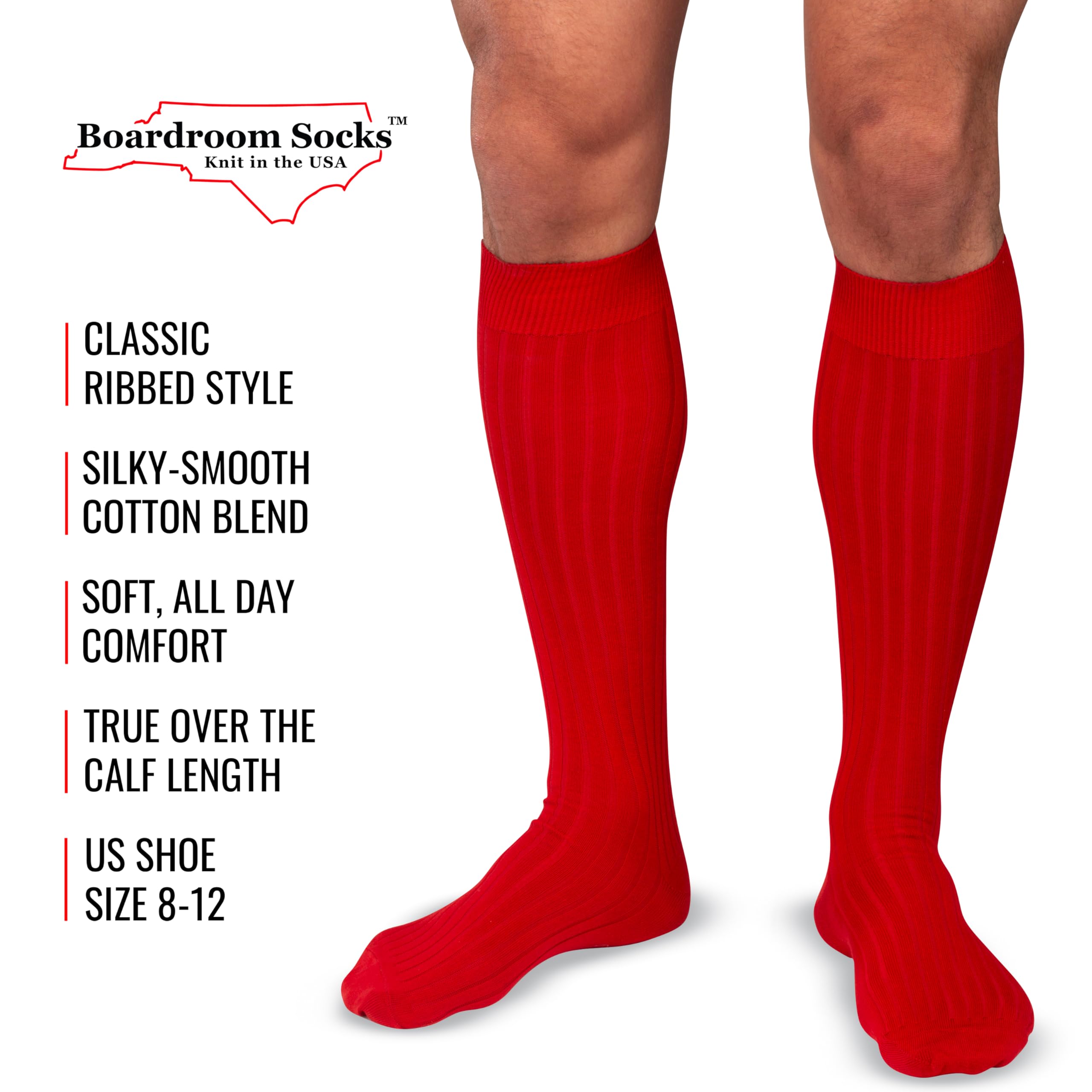 Premium Cotton Dress Socks for Men - Knee High & Over The Calf Formal Socks - Business, Office & Wedding Attire - Boardroom Socks Collection