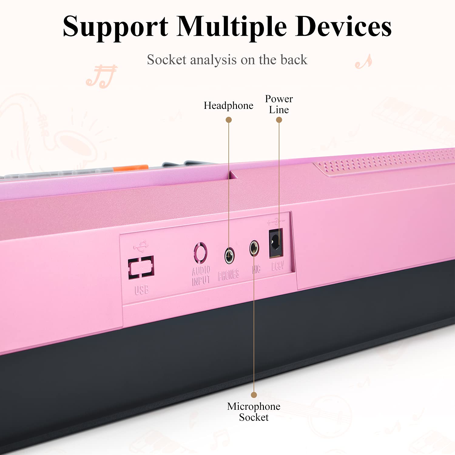 Eastar 61-Key Electric Piano Keyboard for Beginners - Digital Piano with Stand, Bench, Headphones & Microphone - Perfect for Home Practice, Music Lessons & Gift Giving (Pink)