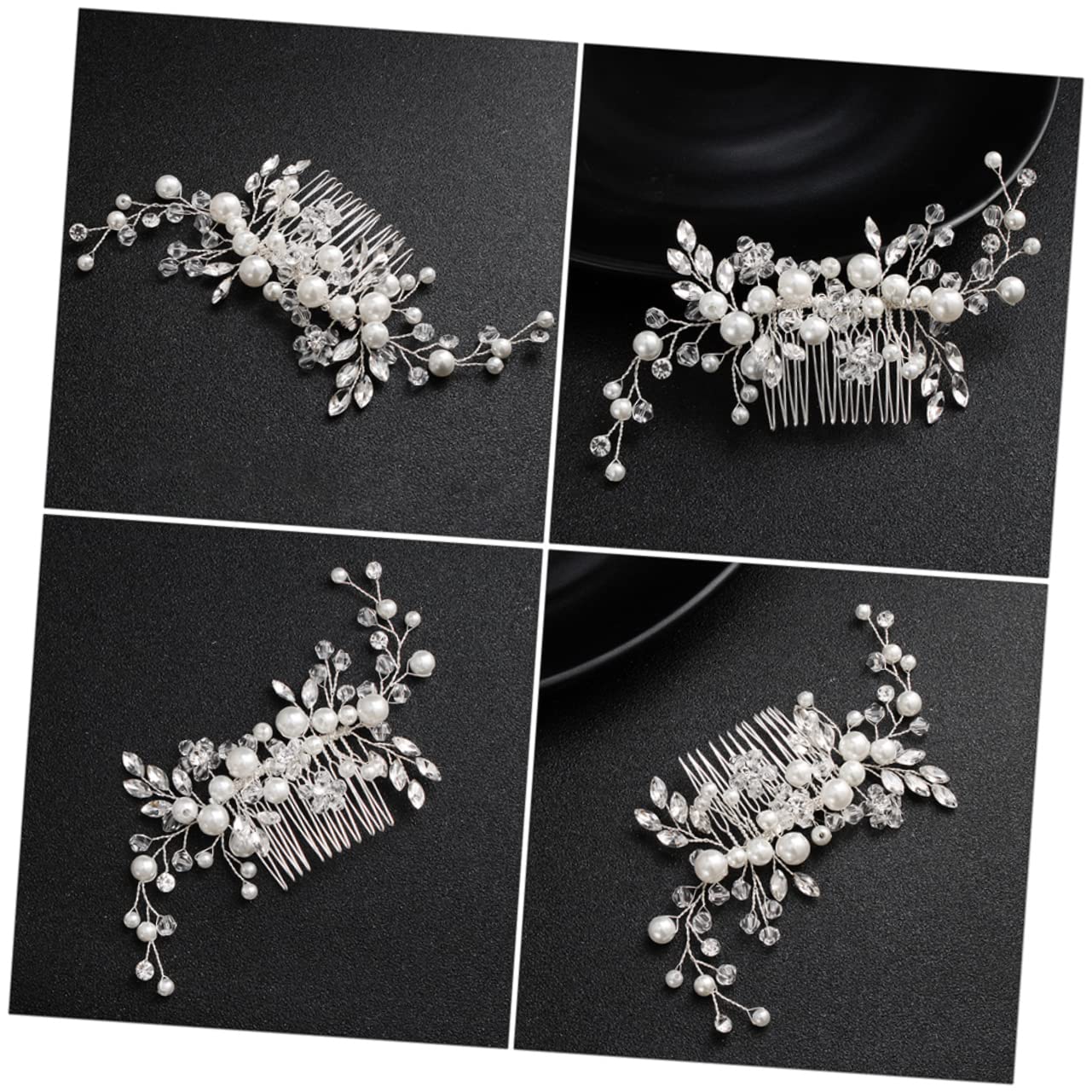 Elegant Bride Pearl Hair Comb - Rhinestone Bridal Headdress for Weddings